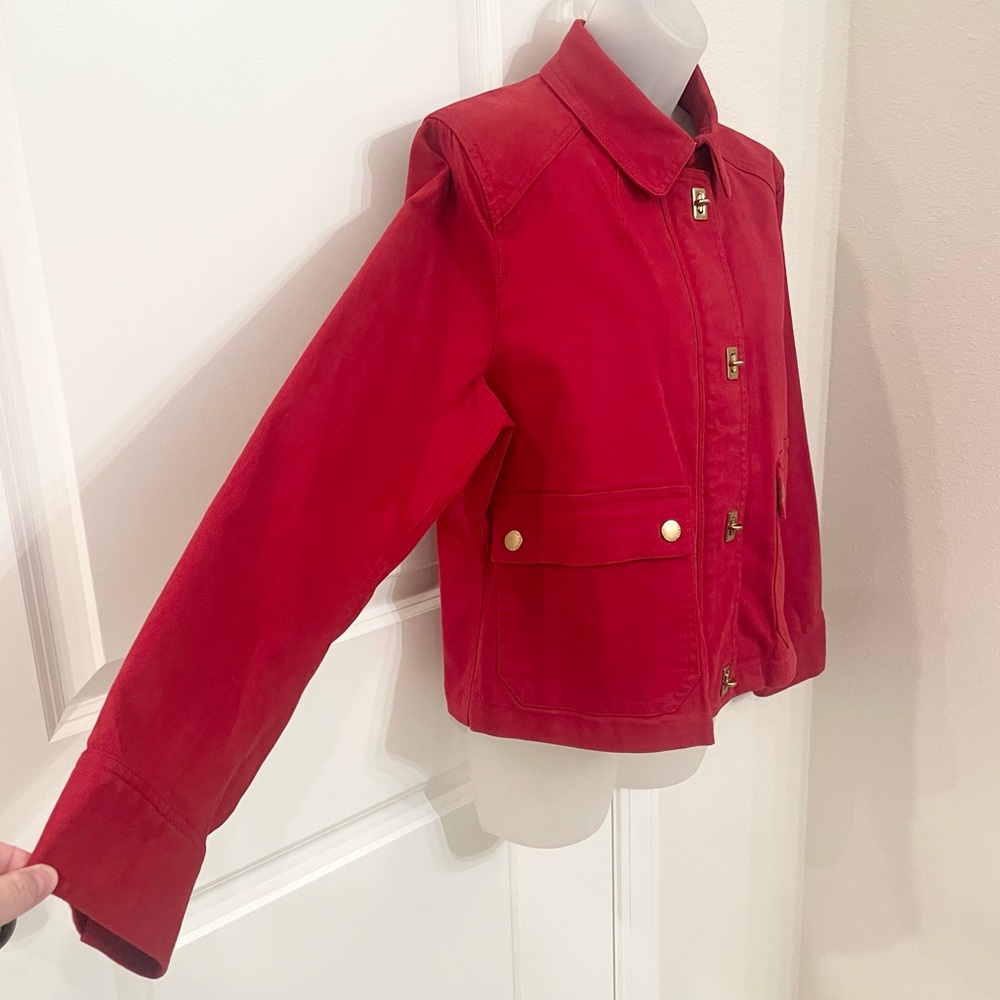 LRL Lauren Jeans Co Red Denim Jacket with Turn-Lock Buttons - Picture 3 of 11